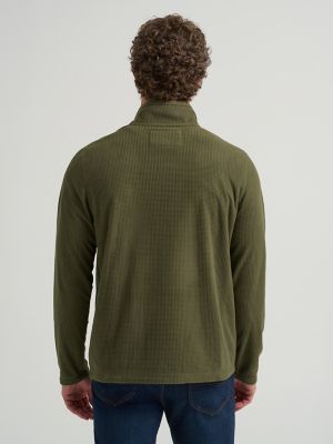 Men's Polar Fleece Quarter Zip Mock Neck Sweater in Dark Olive alternative view