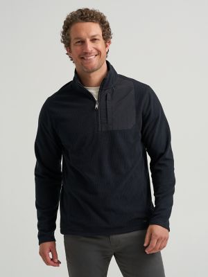 Men's Polar Fleece Quarter Zip Mock Neck Sweater