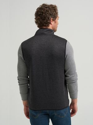 Men's Full Zip Fleece Sweater Vest in Charcoal