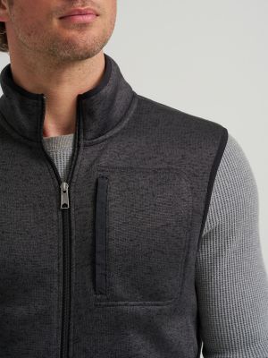 Men's Full Zip Fleece Sweater Vest in Charcoal