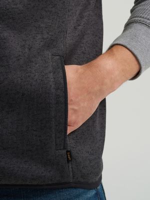 Men's Full Zip Fleece Sweater Vest in Charcoal