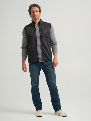 Men's Full Zip Fleece Sweater Vest in Charcoal