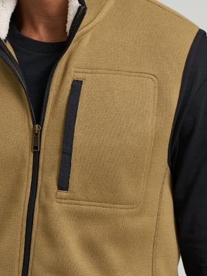 Men's Full Zip Fleece Sweater Vest in Kelp