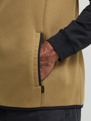 Men's Full Zip Fleece Sweater Vest in Kelp