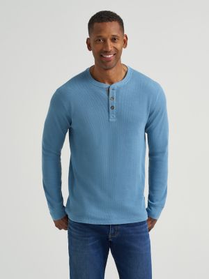 Men's Waffle Knit Henley Shirt