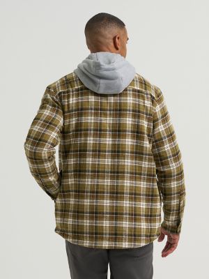 Men's Hooded Sherpa Lined Shirt Jacket in Martini Olive alternative view