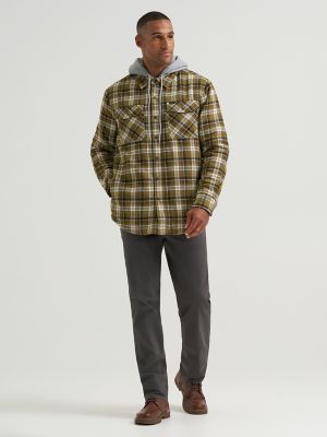 Men's Hooded Sherpa Lined Shirt Jacket in Martini Olive alternative view 5
