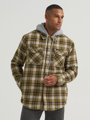 Men's Hooded Sherpa Lined Shirt Jacket