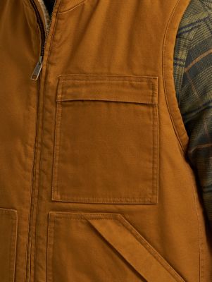Men's Full Zip Sherpa Lined Canvas Vest