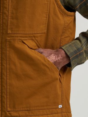 Men's Full Zip Sherpa Lined Canvas Vest | SALE | Lee®