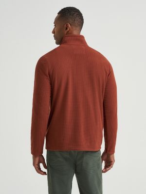 Men's Polar Fleece Quarter Zip Mock Neck Sweater in Sable
