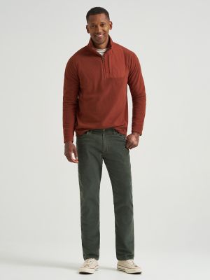 Men's Polar Fleece Quarter Zip Mock Neck Sweater in Sable