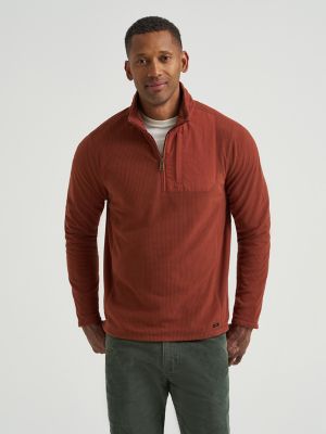 Men's Polar Fleece Quarter Zip Mock Neck Sweater