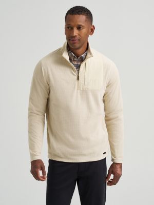 Men's Polar Fleece Quarter Zip Mock Neck Sweater