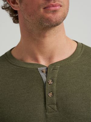 Men's Waffle Knit Henley Shirt