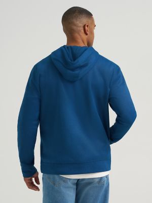 Men's Solid Textured Hoodie in Blue Denim alternative view