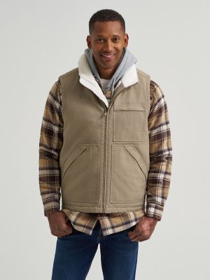 Men's Full Zip Sherpa Lined Canvas Vest
