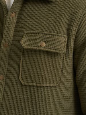 Men's Chunky Waffle Sherpa Lined Shirt Jacket
