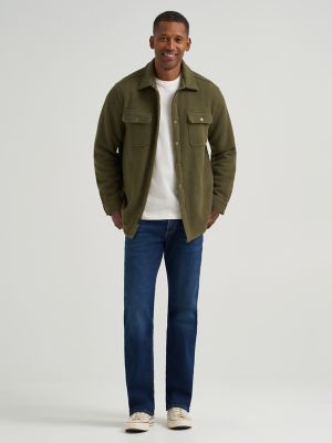 Men's Chunky Waffle Sherpa Lined Shirt Jacket