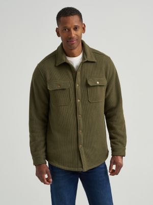 Men's Chunky Waffle Sherpa Lined Shirt Jacket