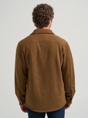 Men's Chunky Waffle Sherpa Lined Shirt Jacket in Sepia alternative view