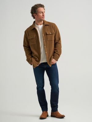 Men's Chunky Waffle Sherpa Lined Shirt Jacket in Sepia alternative view 4