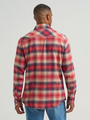Men's Flannel Button Down Work Shirt in Safari Red