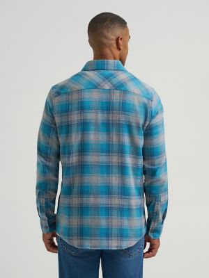Men's Flannel Button Down Work Shirt in Storm Blue alternative view