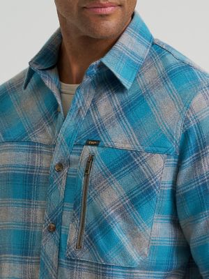 Men's Flannel Button Down Work Shirt in Storm Blue alternative view 2