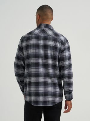 Men's Flannel Button Down Work Shirt in Asphalt alternative view