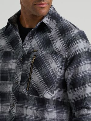 Men's Flannel Button Down Work Shirt in Asphalt alternative view 2