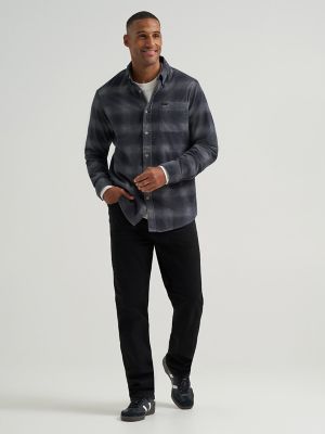Men's Frosted Corduroy Plaid Button Down Shirt