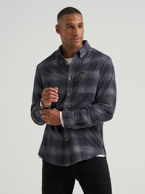 Men's Frosted Corduroy Plaid Button Down Shirt