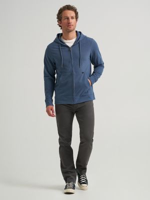 Men's Solid Fleece Jacket in Blue Denim alternative view 3