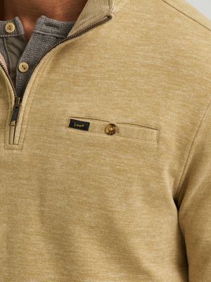 Men's Ultra Soft Quarter Zip Mock Neck Sweater in Kelp alternative view 2