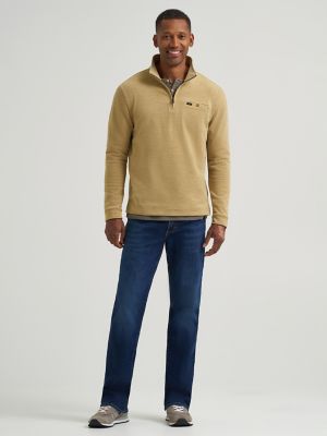 Men's Ultra Soft Quarter Zip Mock Neck Sweater in Kelp alternative view 3