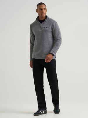 Men's Ultra Soft Quarter Zip Mock Neck Sweater in Black