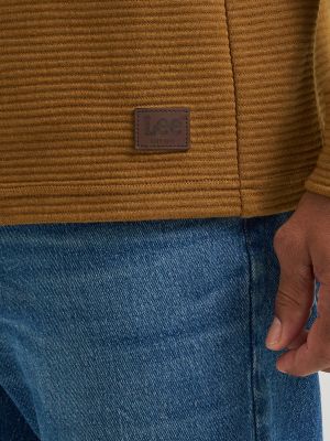 りー Men's Ribbed Quarter Zip Mock Neck Sweater