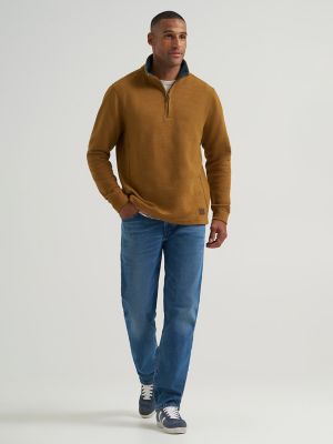 Men's Ribbed Quarter Zip Mock Neck Sweater
