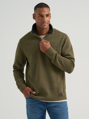 Men's Ribbed Quarter Zip Mock Neck Sweater