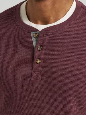 トップス Eagle Shield Waffle Knit Henley Men's Waffle Knit Henley Shirt