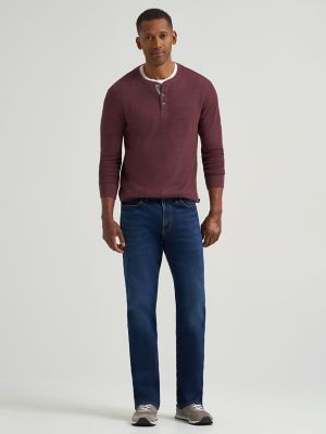 Men's Waffle Knit Henley Shirt