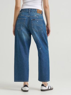 Women's Bleach Splatter Loose Crop Button-Fly Jean