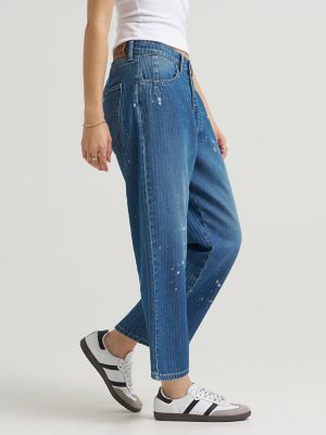 Women's Bleach Splatter Loose Crop Button-Fly Jean