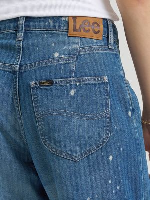 Women's Bleach Splatter Loose Crop Button-Fly Jean