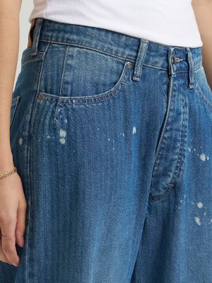 Women's Bleach Splatter Loose Crop Button-Fly Jean