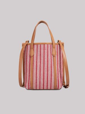 Womens Tall Stripe Logo Handbag:Burgundy Red:ONESIZE alternative view 2