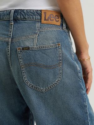 Women's Low Rise Button-Fly Darted Slouch Denim Bermuda in Heavy Rainfall