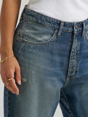 Women's Low Rise Button-Fly Darted Slouch Denim Bermuda in Heavy Rainfall