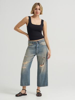 Women's Loose Crop Button-Fly Jean